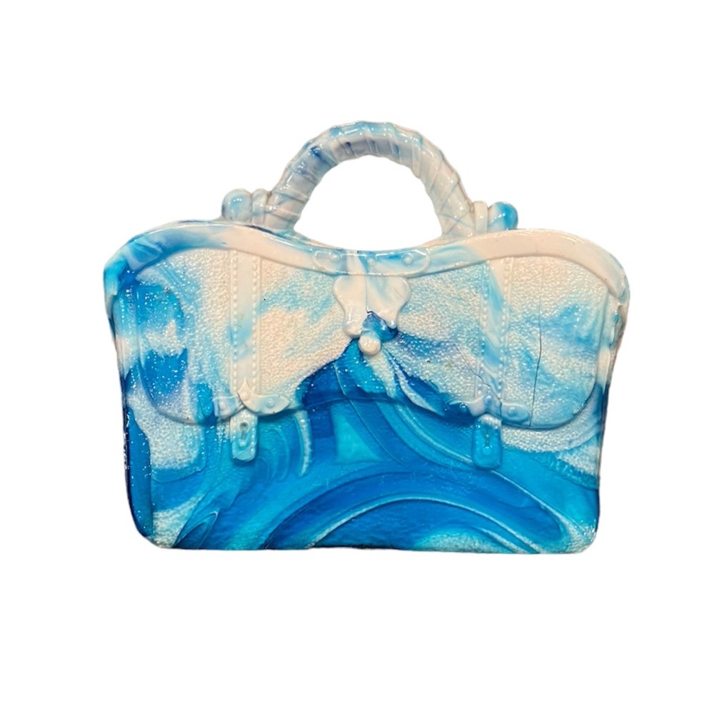 Sowerby Antique Slag Glass Blue White Victorian Posey Vase, Gladstone Doctor Bag - Picture 5 of 10